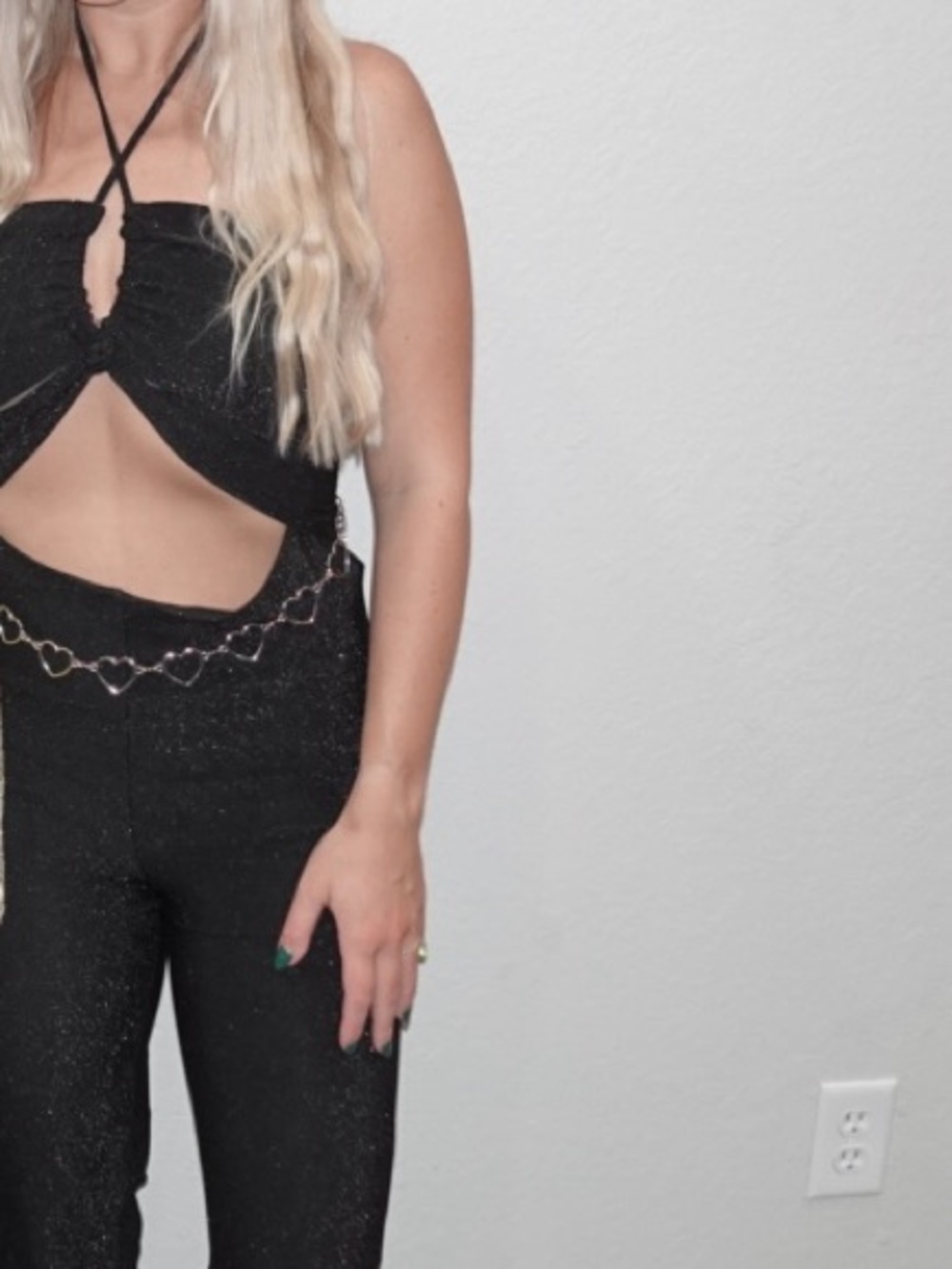 Black Sparkle Cutout Jumpsuit